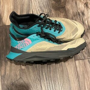 The North Face Beige and Turquoise Running Shoes